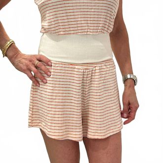 Bloomingdale's Iris Striped Smocked Shorts In Ivory/sunset