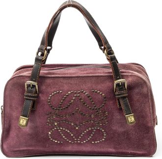 Loewe Pre-owned Womens Studded Amazona 3 Handbag - Burgundy - One Size