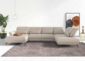 Inosign Wohnlandschaft »Coco U-Form« Sitztiefen-, Arm- und Kopfteilverstellung, Cord-Bezug, Fusshöhe 15 cm