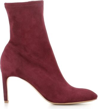 Del Carlo Su&egrave;de Enkellaars - Dames - Laarzen met Hak - Rood - 38 EU - Su&egrave;de - Schoenen