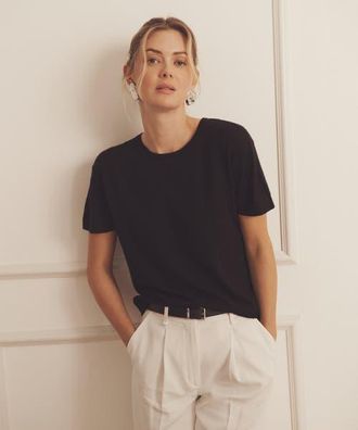 Naadam Super Fine Cashmere T-Shirt in Black at Nordstrom, Size Xx-Large