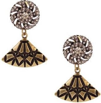 Olivia Welles Kallista Deco Drop Earrings in Burnished Gold /Clear at Nordstrom Rack