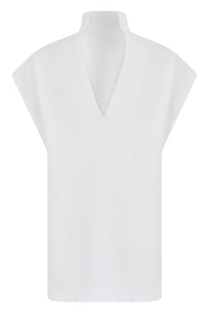 Alaia Womens Sleeveless Sweater, High Collar, White Cotton