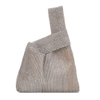 Generic Women Shinny Clutch Bag Solid Color Rhinestone Small Luxury Clutch Versatile Sparkly Evening Bags Female Evening Party Handbag (Silver)