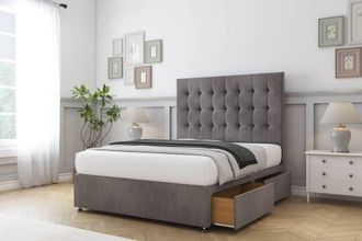 Sloomy Alabama Naples Divan Set 2 Drawers-54 Headboard in Grey | Size: Super King