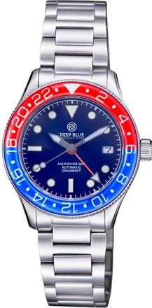 Deep Blue Aqua Diver Gmt Automatic 40Mm Sapphire Bezel Brace Blue Dial Mens 40 mm Watch AQUAGMTBLEU