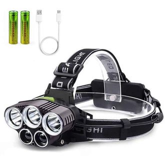 OEM Linterna Frontal Recargable Por Usb, Tyc, Con 6 Modos De Iluminaci&oacute;n Y 2 Bater&iacute;as De Alta Capacidad, Resistente Al Agua, Ideal Para Acampar, Hacer Sen