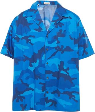 Valentino Camicia in cotone con stampa camouflage - Blu