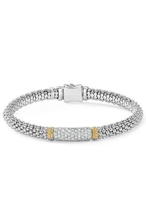 Lagos Caviar Lux Diamond Bracelet in Silver at Nordstrom, Size 6.5
