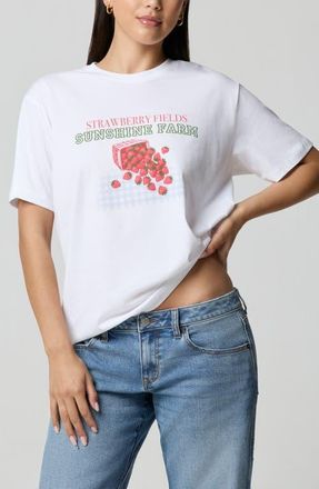 Florence By Mills Boyfriend Graphic T-Shirt in Pink Strawberry Field at Nordstrom, Size Xx-Small
