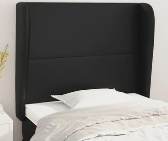 vidaXL Cabecero Con Orejas De Cuero Sint&eacute;tico Negro 103x23x118/128cm Vidaxl