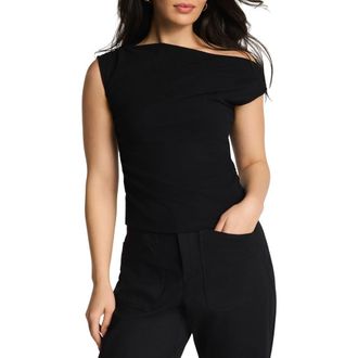 Spanx Shirred One-Shoulder Top in Classic Black at Nordstrom, Size X-Large