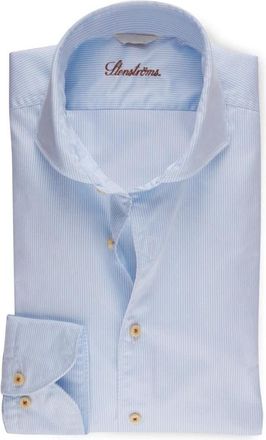 Stenstr&ouml;ms Casual Light Blue Pinstriped Twill Shirt - Heren - Zakelijke Overhemden - Blauw - M - Katoen - Overhemden