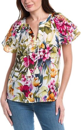 Tommy Bahama Verde Blooms Flutter Silk-Blend Top