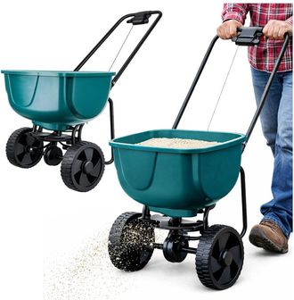OEM Sembradora Rotativa Sobre Ruedas Para Fertilizar Semillas De C&eacute;sped Con Sal Y Arena, 27 Litros