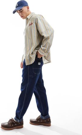 Lee relaxed canvas carpenter pants in rinse dark wash-Navy