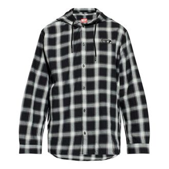 Diesel S-Ix-Ajfi Hooded Shirt - Heren - Casual Overhemden - Zwart - M - Katoen - Overhemden