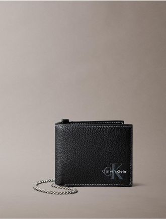 Calvin Klein Mens Bold Pebble Chain Wallet - Black