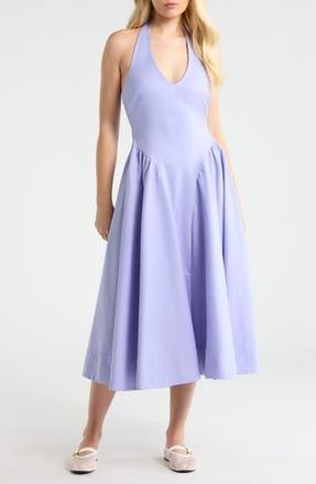 ASTR the Label Meana Halter Neck Cotton Blend Dress in Periwinkle at Nordstrom Rack, Size X-Small