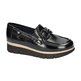 Fluchos Schoenen, Dames, Zwart, 42 EU, Leer, India D9325 Loafer
