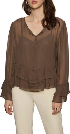 Sanctuary There She Goes Georgette Top in Morel Brown at Nordstrom, Size X-Small