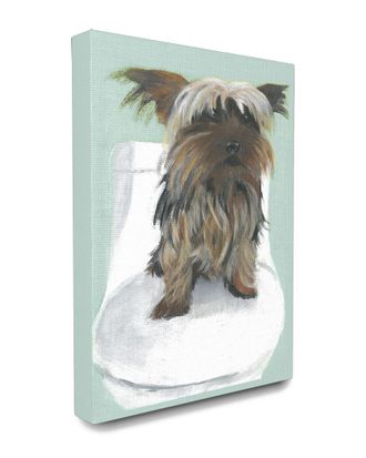 Stupell Industries Home Decor Yorkie In The Bathroom Illustration