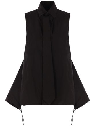 Yohji Yamamoto tie-detail sleeveless shirt - women - Cotton - 2 - Black