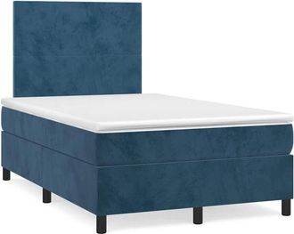 vidaXL Cama Box Spring Colch&oacute;n Y Led Terciopelo Azul Oscuro 120x190 Cm Vidaxl