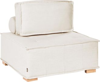 Beliani Sof&aacute; Moderno De 1 Plaza Tapizado De Tela Patas De Madera Maciza Asiento Acolchado Sala De Estar Blanco Crema Tibro