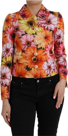 Dolce & Gabbana Bloemenprint cropped blazer met knoopversieringen - Dames - Zomerjassen - Veelkleurig - 2XS - Jassen
