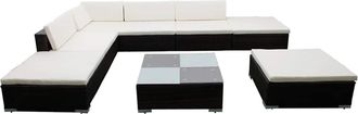 vidaXL Set Sof&aacute;s De Jard&iacute;n 8 Piezas Y Cojines Rat&aacute;n Sint&eacute;tico Marr&oacute;n Vidaxl