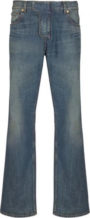 Balmain Flare Jeans, male, Blue, W32, Low Waist Denim Jeans in Blue