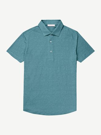 Luca Faloni Turquoise Linen Jersey Elba Polo