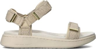 Woden Schoenen, Dames, Beige, 40 EU, Katoen, Line Fish Sandalen