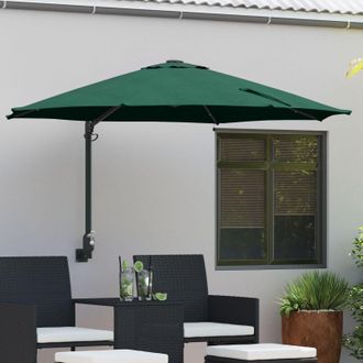 Berkfield Home Wall-mounted Garden Parasol with LEDs Green 248 cm