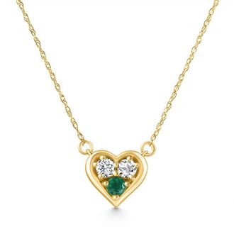 Pompeii3 1/2Ct Heart Shape Emerald & Diamond Pendant 10k Gold Womens Necklace lab Grown