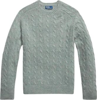 Polo Ralph Lauren Kabelgebreide trui met elleboogpatches - Groen