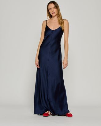 Serena Bute Satin Slip Dress 25 - Dark Navy