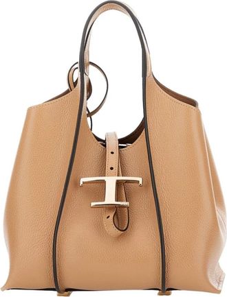 Tod's Tassen, Dames, Bruin, ONE Size, Leer, Mini T-Timeless Shopping Bag