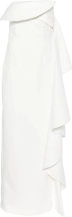 Solace London Strapless Ruffle Maxi Jurk - Dames - Jurken - Wit - Maat: 2XS