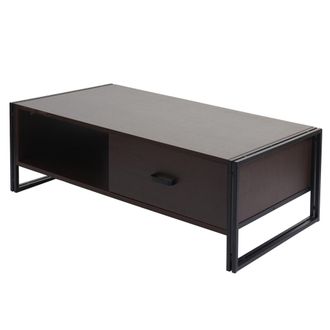 Hhg Nunca Usado] Mesa De Centro Hhg 394, Mesa Auxiliar Mesa De Sal&oacute;n, 41x120x60cm Estructura 3d, Metal Mdf, Marr&oacute;n Oscuro