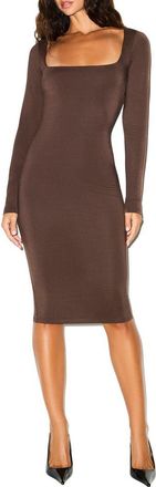 SKIMS Smooth Layers Long Sleeve Dress in Espresso at Nordstrom, Size Small