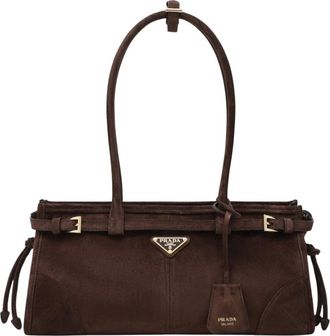 Prada Tassen, Dames, Bruin, ONE Size, Su&egrave;de, Bonnie Schoudertas