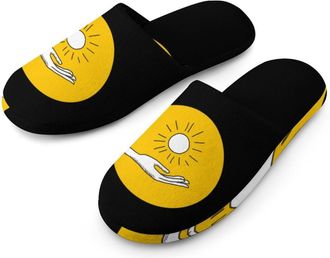 Generic Hand Holding Sun Cotton Slippers for Men Memory Foam House Slippers Soft Anti-skid Sole Indoor Outdoor Shoes