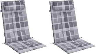 vidaXL Vidaxl - Cojines De Silla Respaldo Alto 2 Uds Tela Oxford A Cuadros Gris