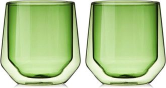 Viski Set Of 2 Double Walled Green Aurora Tumblers