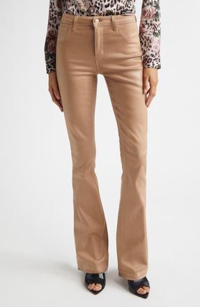 L'agence Marty Coated High Waist Flare Leg Jeans in Cappuccino Coated at Nordstrom, Size 24