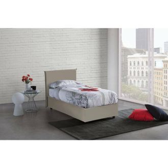 Talamo Italia Letto singolo Brigida, Letto contenitore con rivestimento in ecopelle, 100% Made in Italy, Apertura frontale, adatto per materasso Cm 80x190