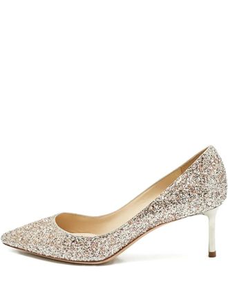 Jimmy Choo London Romy glitter-detail pointed-toe pumps - Neutrals