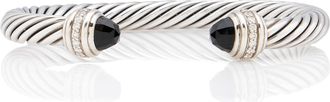 David Yurman Sterling Silver Onyx Diamond Cable Classics 7mm Cuff
